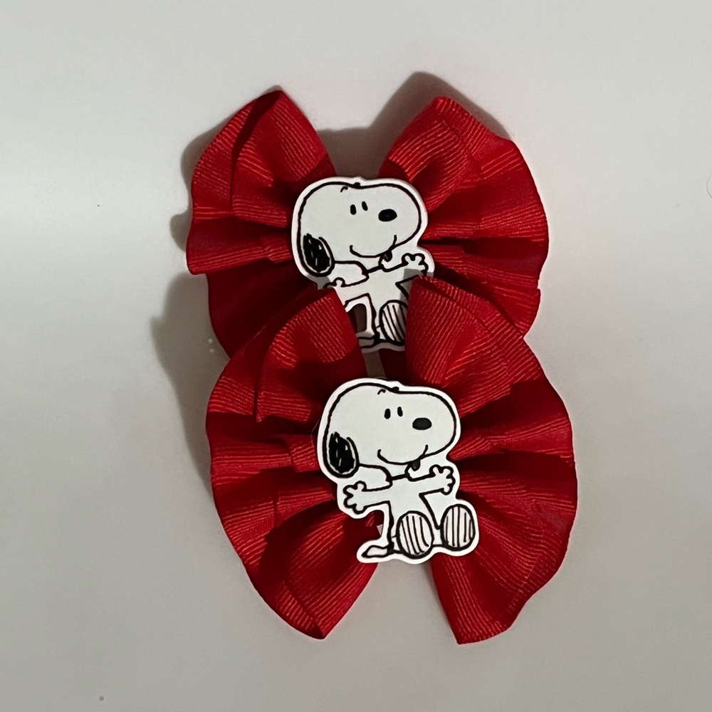 Red Snoopy Hair Bows for Kids